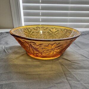 Vintage Collectible Amber Serving Bowl Glass Tiara Crystal Sandwich Pattern